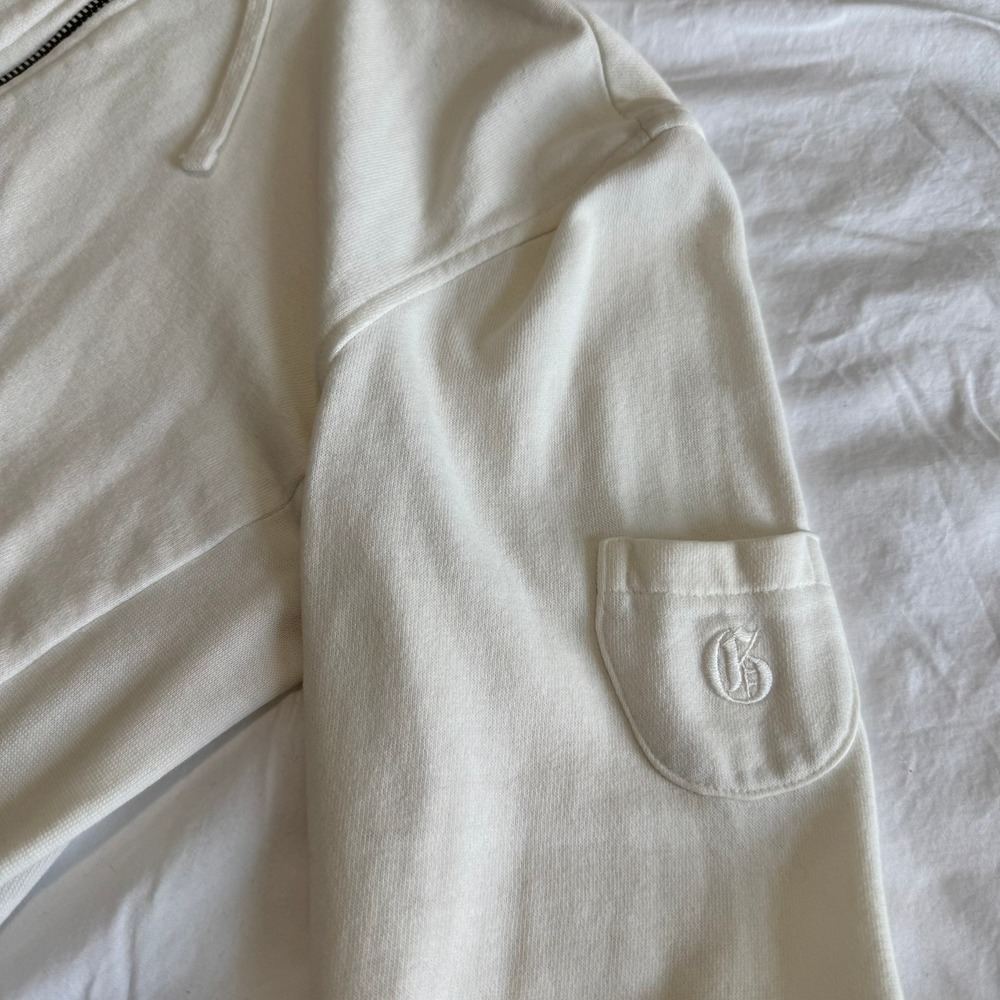 Gap Vintage Y2K Off White Full Zip Hoodie Womens Cream Sweatshirt Sleeve Pocket - Picture 2 of 11